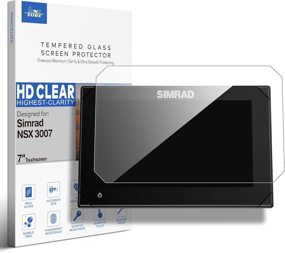 Premium Tempered Glass Screen Protector designed for Simrad NSX 3007 Fishfinder Chartplotter 7-Inch Touchscreen Accessories 9H Anti Scratch (HD Clear)