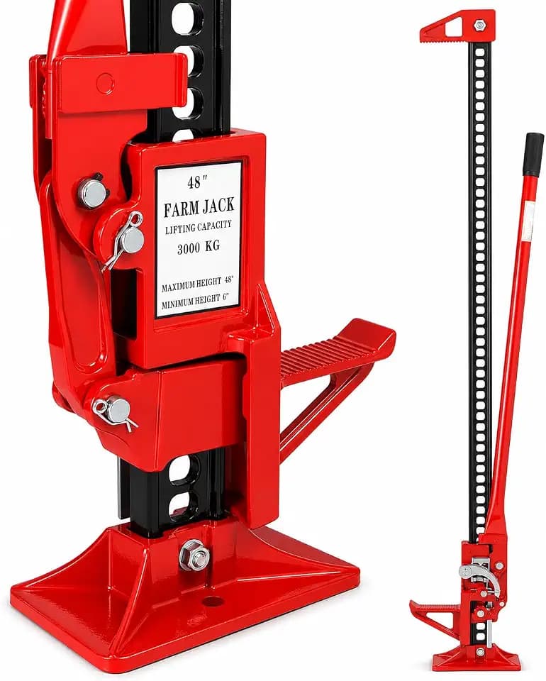 XtremepowerUS 48-Inch High Lift Farm Jack, 3 Ton (6,600 lbs) Heavy Duty Ratcheting Utility Jack for Tractor, Truck, SUV, Jeep, Off-Road Recovery, Winching, Pulling, Clamping & Bumper Lifting