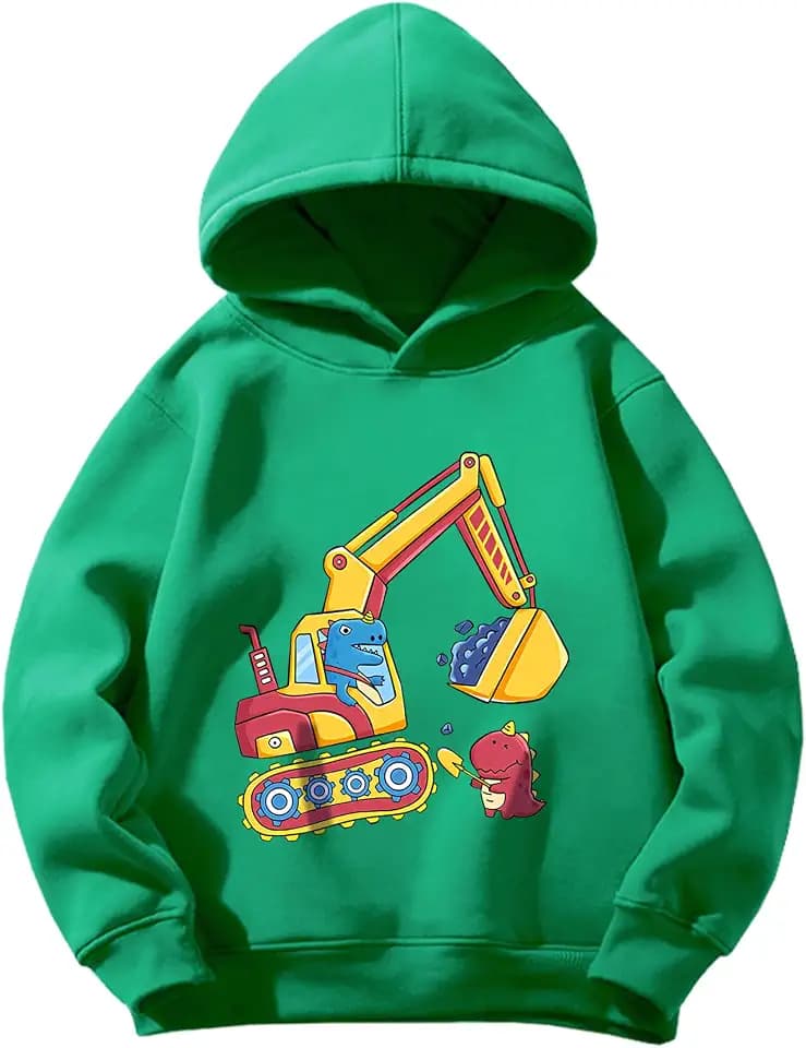 Jungen Kapuzenpullover Kinder Hoodie Jungen Sweatshirt Baumwoll Kapuzenjacke Dinosaurier Bagger für Kinder 3-8 Jahre Größe 98 104 110 116 122 128