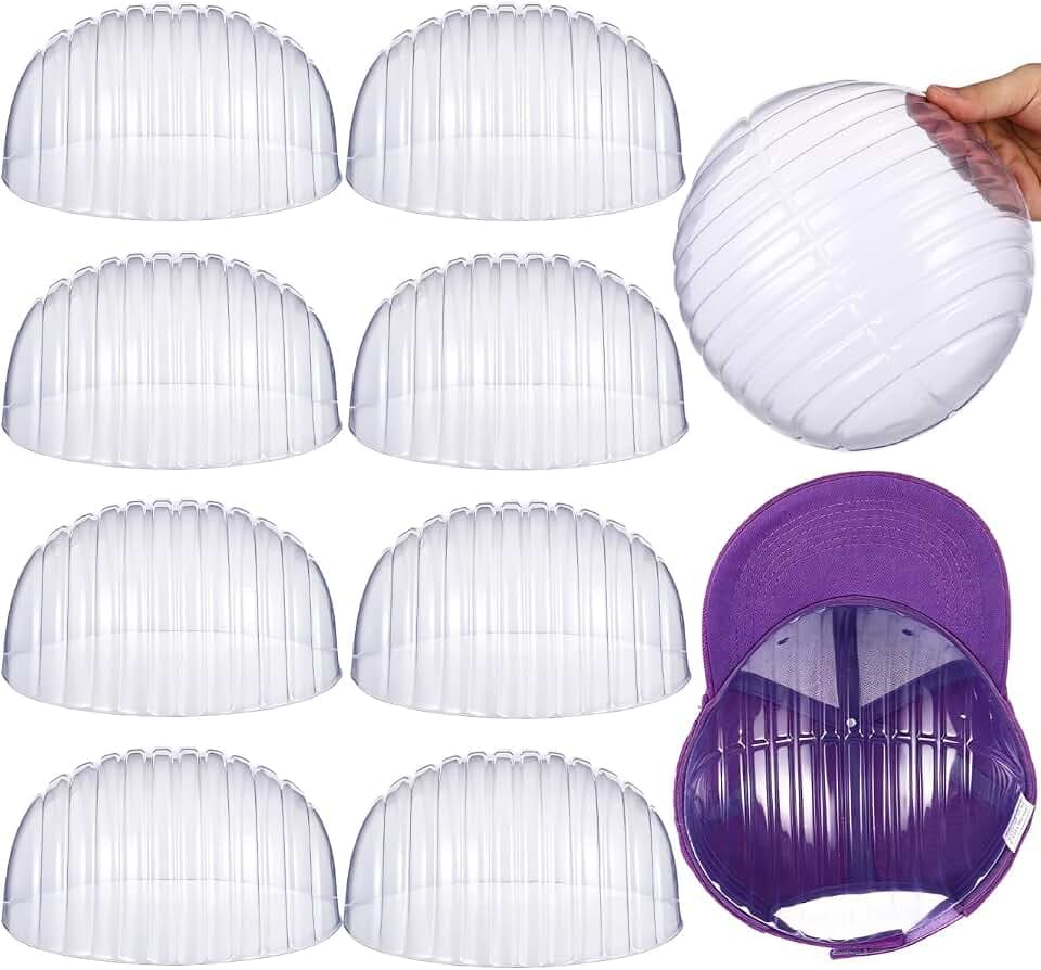 Veemoon 10 Pcs Baseball Cap Shaper Insert, Clear Plastic Crown Display Holder, Hat Inner Support Prevent Deformation For Home Shop Closet Organization
