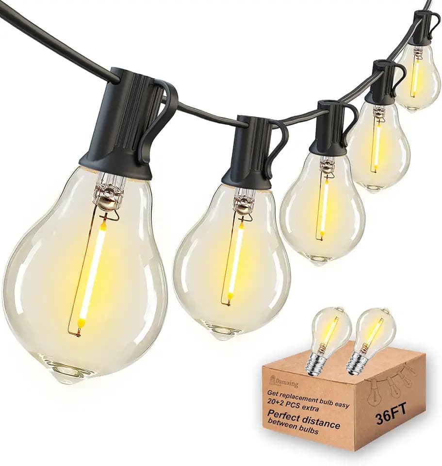 Outdoor String Lights 36FT Patio Light Waterproof for Backyard Porch Bistro
