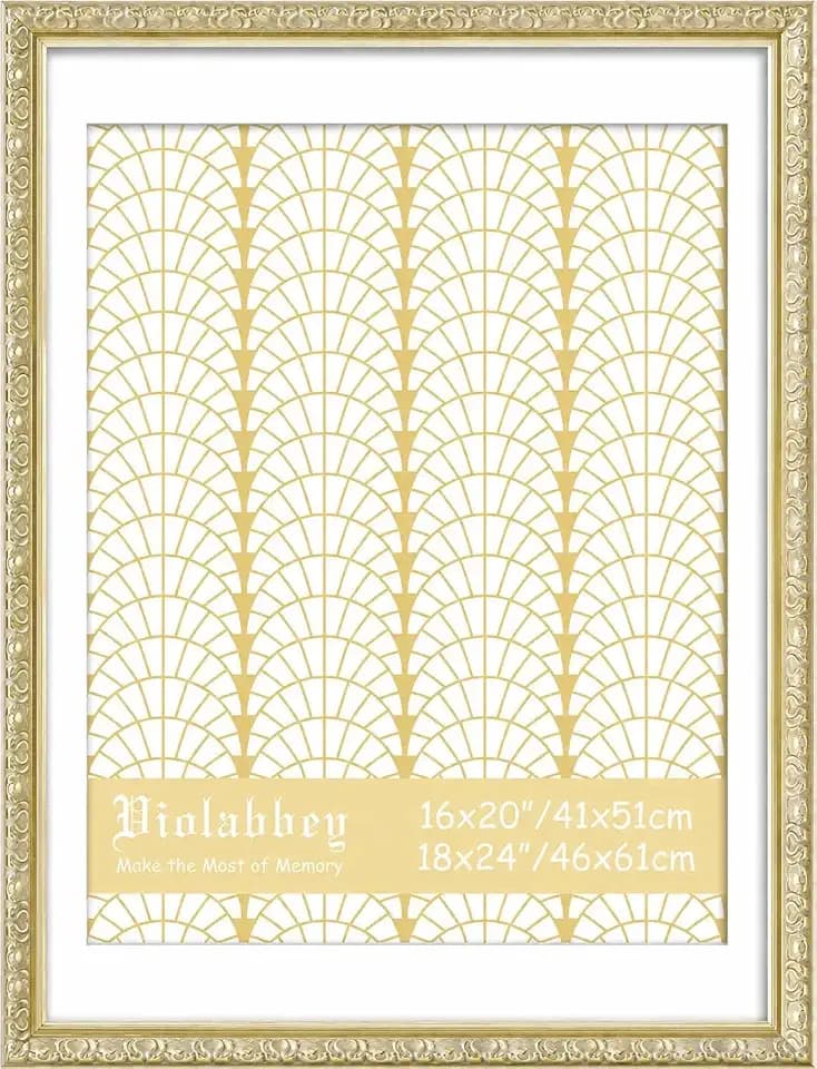 VIOLABBEY 18x24 Picture Frame Gold, Ornate Vintage Photo Frame