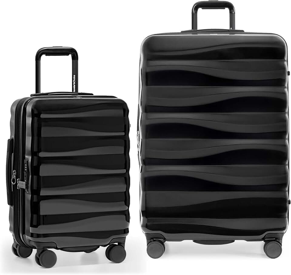 Traveler's Choice Edinburgh II Hardside Spinner Luggage, TSA Lock, Black, 2 Piece Set (21/29)
