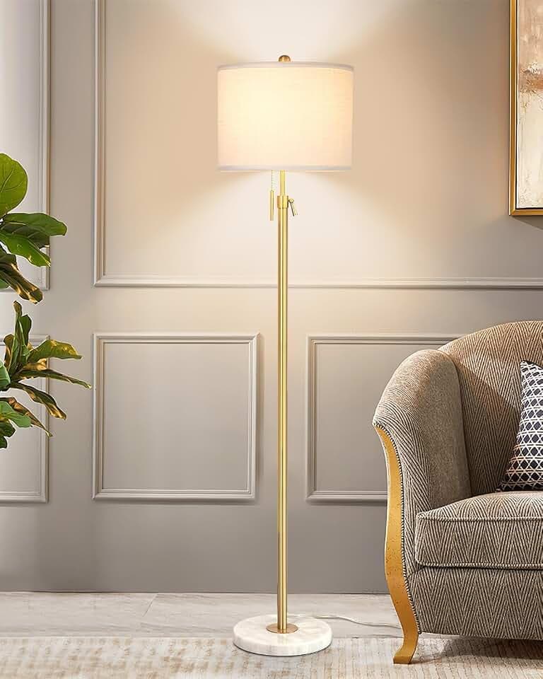 Qingmiao Stehlampe Wohnzimmer, 140-168CM höhenverstellbare Stehleuchte-Gold