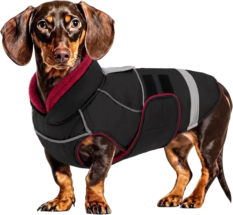 CITÉTOILE Wasserdichter Hundemantel mit Leinenöffnung Schwarz M