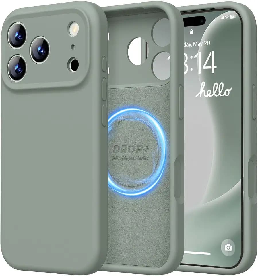 LOVE 3000 Magnetisch für iPhone 17 Pro Hülle Silikon, Kreidegrün