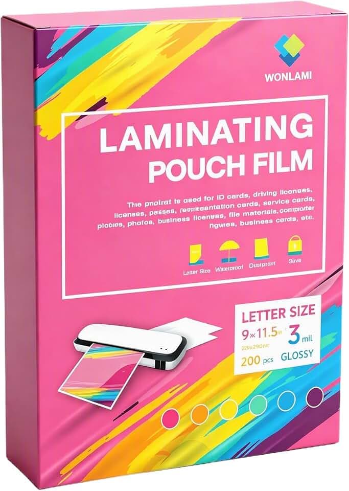 Laminating Sheets 3mil 200 PCS,Laminate Sheets 8.5 x 11 Letter Size