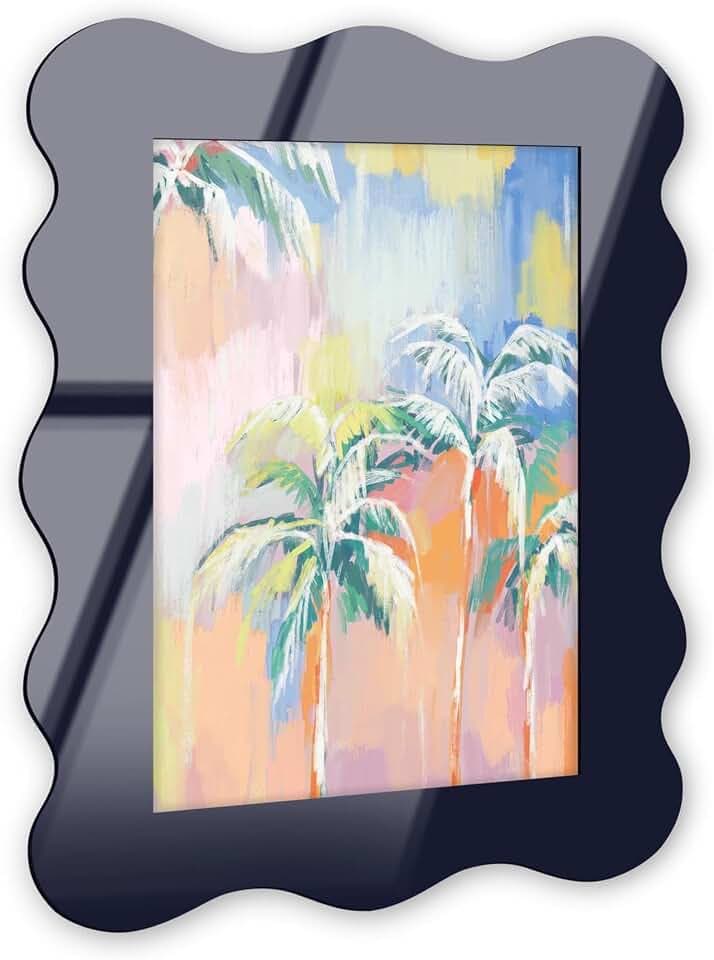 NotoriArt Colors of the Tropics Coastal Wall Art – Navy Curvy Acrylic Wall Frame, 13.5x18.5 – Sculptural Dimensional Wall Art – Modern Decor