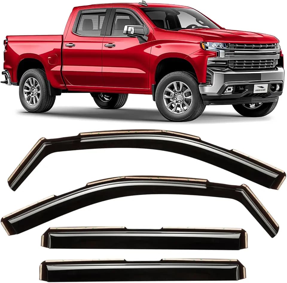 Voron Glass in-Channel Extra Durable Rain Guards for Chevy Silverado/GMC Sierra 1500 2019-2026 Crew Cab,Window Deflectors,Vent Visors,4pcs - 220089