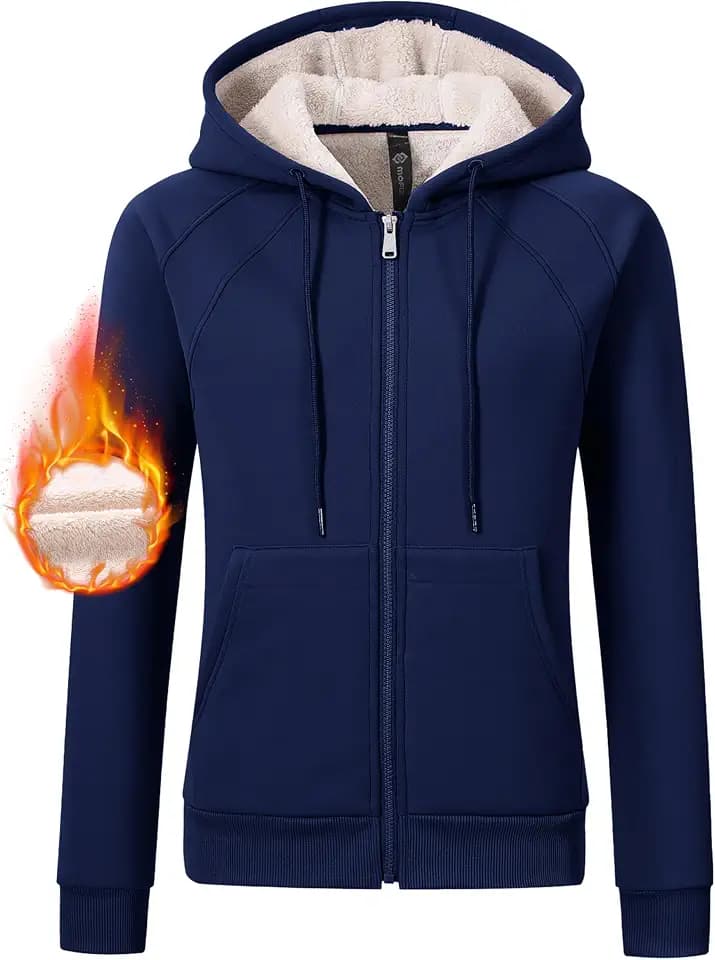MoFiz Women's Zip Up Hoodie Fleece Sherpa Jacket Warm Winter Coats