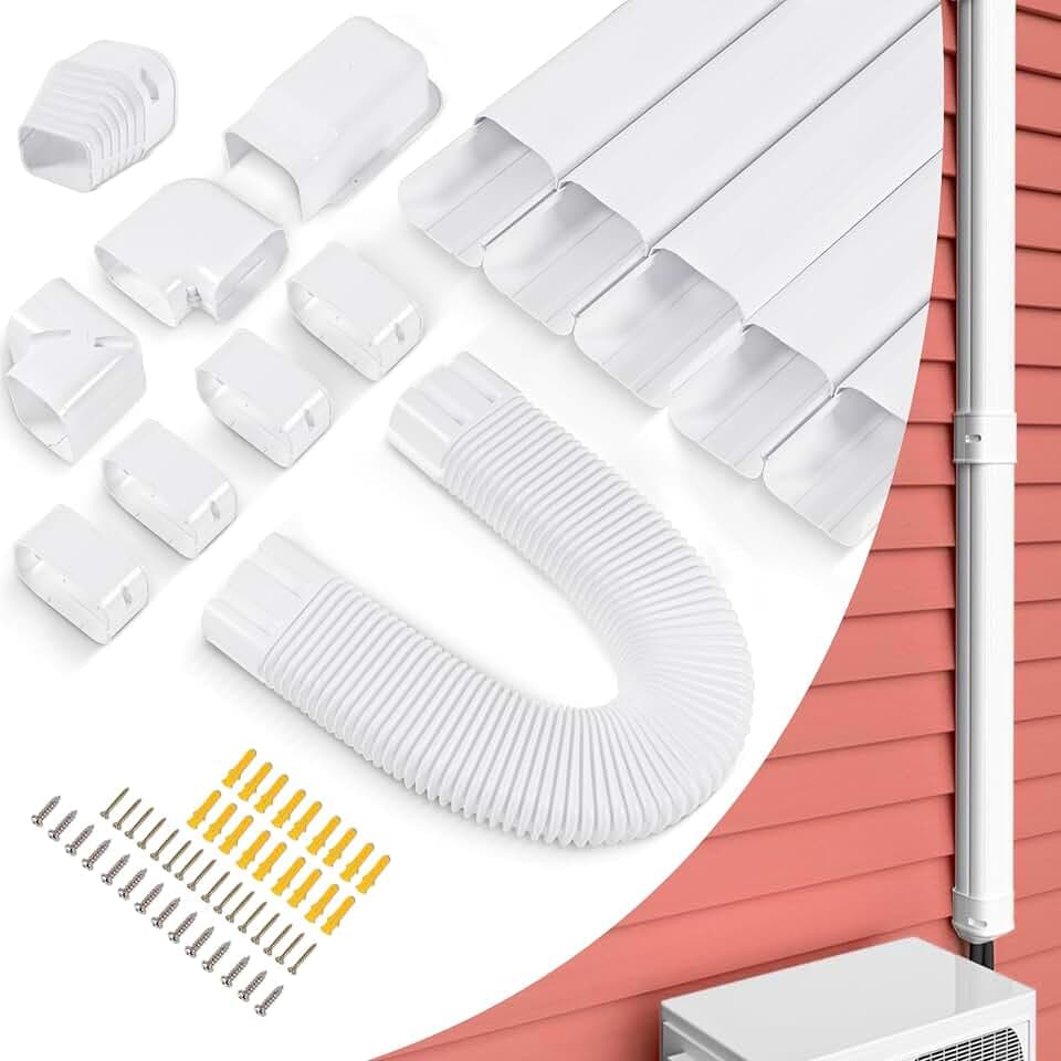LyPrem 3m L Mini-Split-Leitungsabdeckung 76mm B PVC für Klima (Weiß) | Hochwertiges PVC & ABS,UV-beständig,für Mini-Split & Zentral-Klima,Clip-Montage,schützt Leitungen & verlängert AC-Lebensdauer