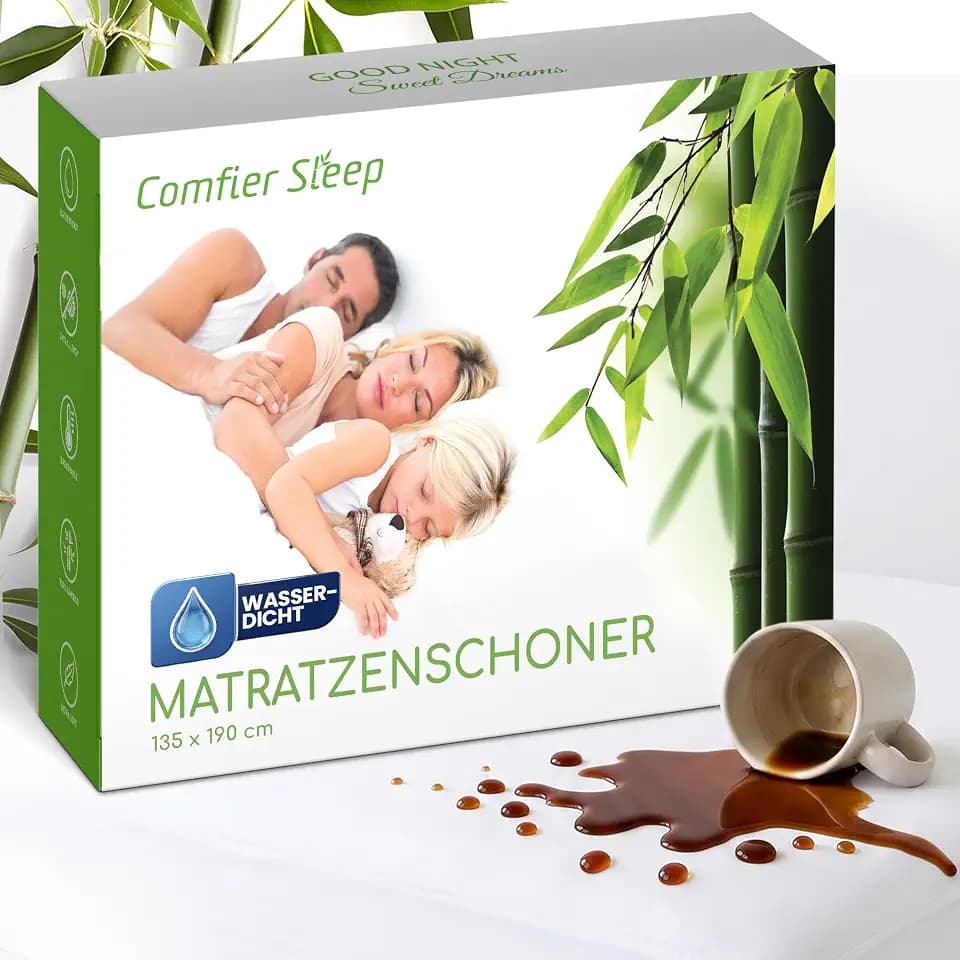 Matratzenschoner 135x190 cm – 100% Bambus Matratzenschutz Wasserdicht & Atmungsaktiv –Für Doppelbett – Weicher Mattress Protector