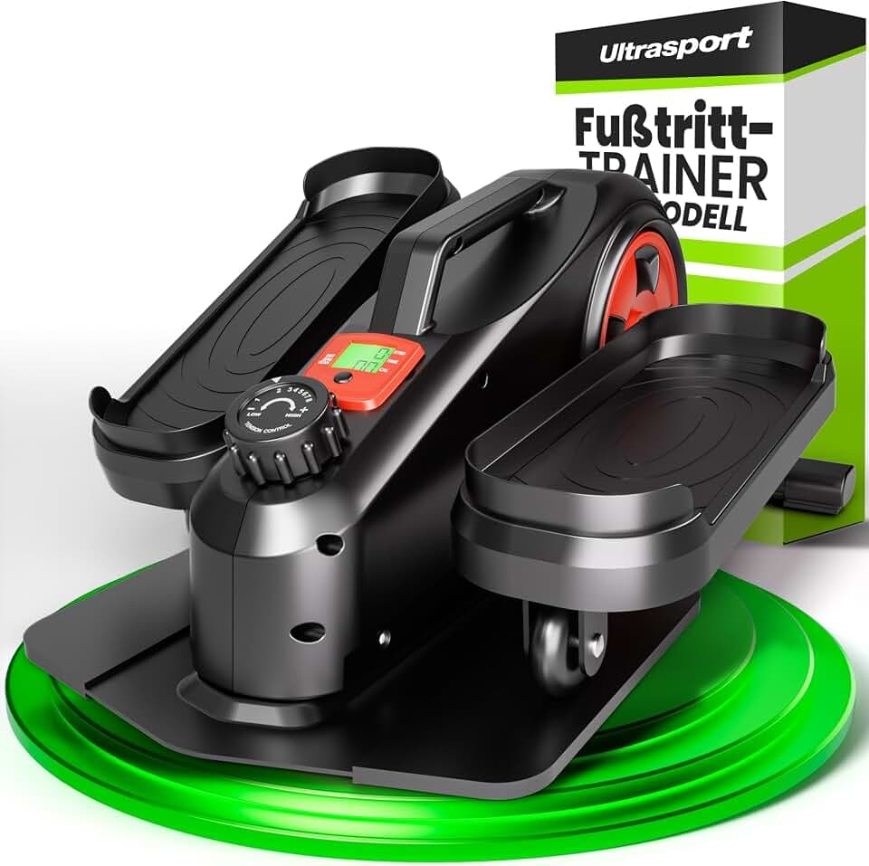 Ultrasport Stepper für Zuhause I Mini Stepper Fitness, 2 in 1 Up-Down Swing Stepper mit Power Ropes und LCD Display I Fitness Stepper für Zuhause, Ministepper