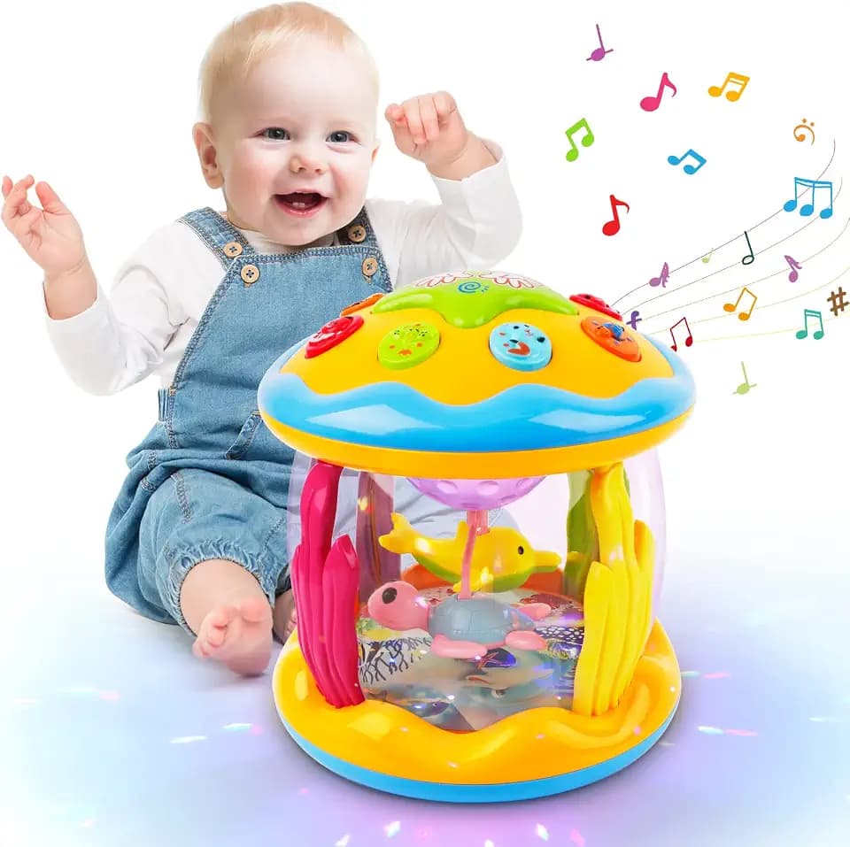 m zimoon Baby Spielzeug ab 6 Monate, Drehender Projektor Kinderspielzeug mit Licht & Musik, Kinder Geschenke für ab 6-18 Monate Lernspielzeug für Kleinkind, Musikspielzeug ab 1 2 Jahr mädchen Jungen