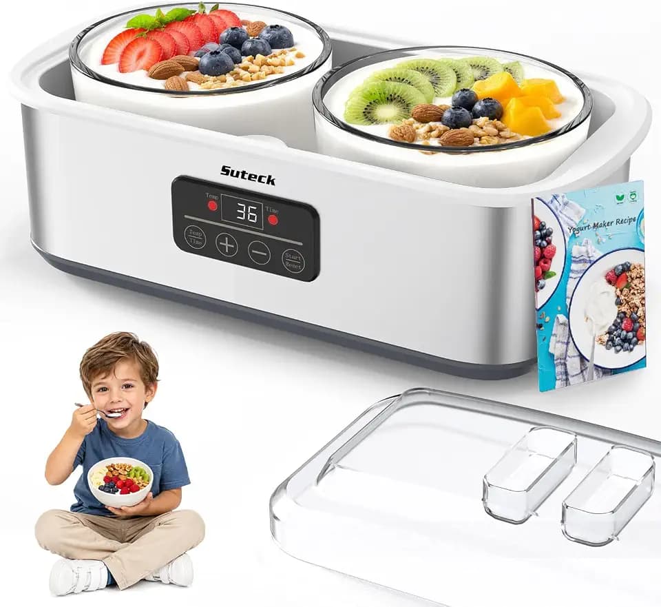 Suteck Yogurt Maker for Probiotic Greek Yogurt with Timer & Temp Control