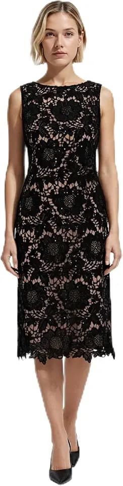 Anne Klein Women's Sleeveless Lace Midi Dress