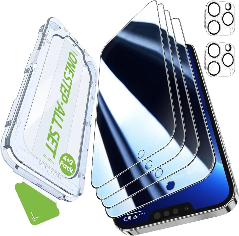 iGluz 4+2 Pack for iPhone 13 Pro Max Privacy Screen Protector with Camera Lens Protector 6.7 inch,9H+Tempered Glass[Military Grade Shatterproof &100% Anti-Spy],3D Micro-Curved Edges[Longest Durable]