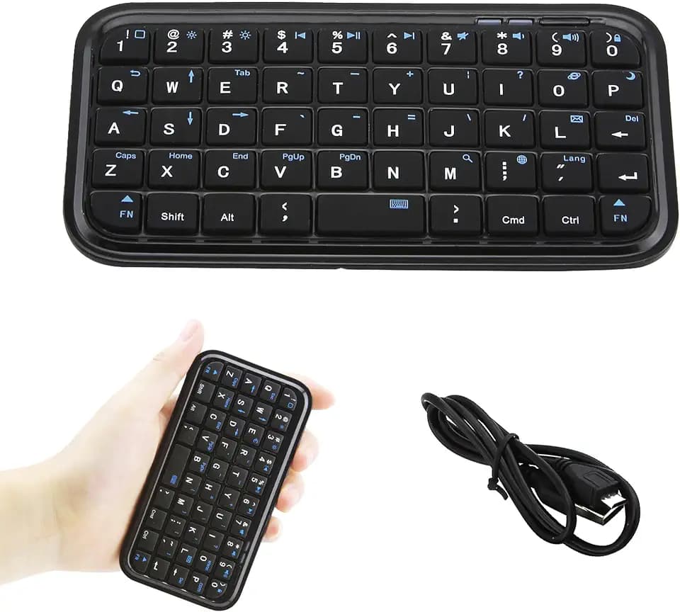Mini-Tastatur, kabellos, Bluetooth 3.0, ultradünn, wiederaufladbar, tragbar, kompakt und leise, 49 Tasten für Computer, iPad, Laptops, Tablets, Smartphones
