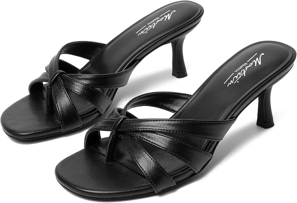 Mostrin Kitten Heels for Women Pointed Toe Vintage Mules Heels Sexy Slip on Stiletto Backless Sandals for Party Wedding Daily