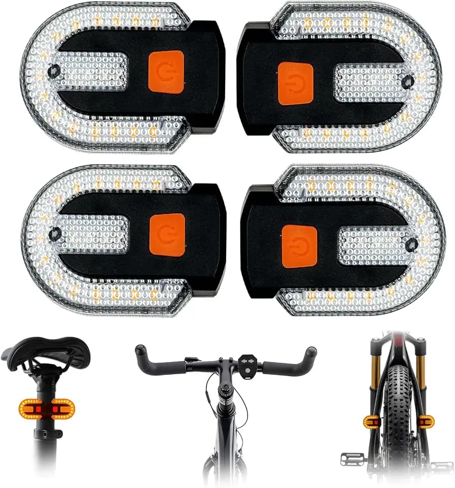 Bike Tail Light with Turn Signal, Bicycle Turn Signals Rear Bike Light Remote Control USB Rechargeable Split 5 Modes Waterproof Bike Taillights Can be Mounted on Front and Rear (4 PCS)