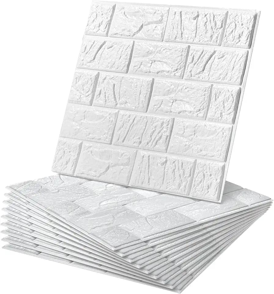 WADILE 3D Wandpaneele 30x30 cm PVC Aluminiumfolie 30 Stück Weiß
