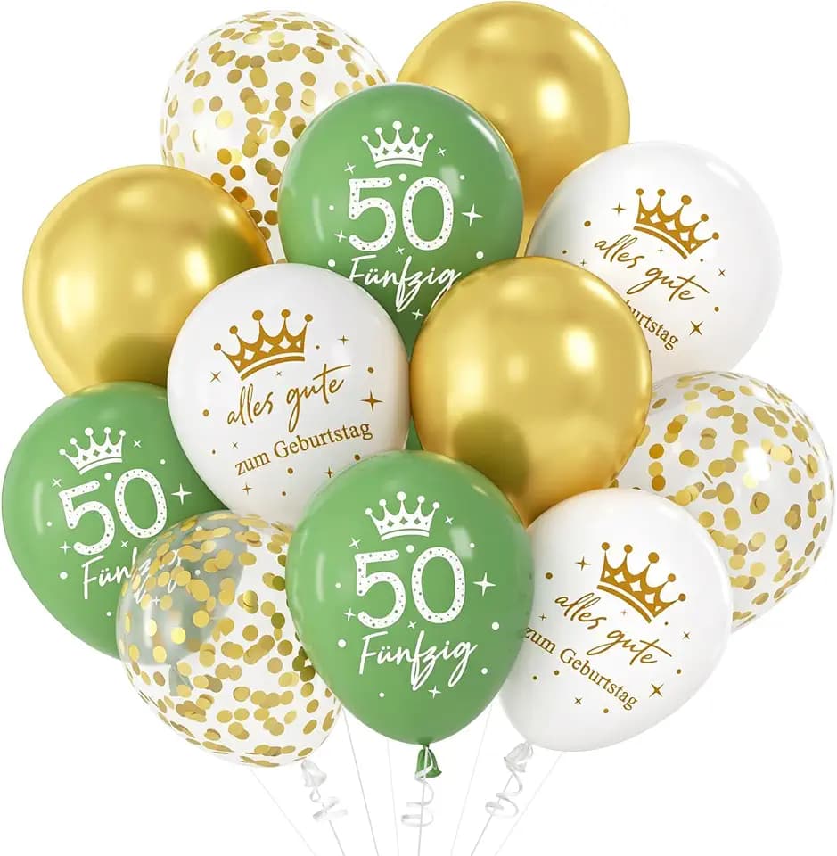 Luftballons 50 Jahre Geburtstag, Grüne Ballons 50 Geburtstag Deko Mann Frau