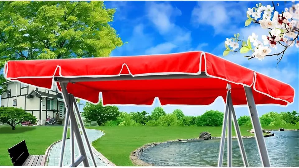 Hollywoodschaukel Dachbezug 210x145, Ersatzdach Hollywoodschaukel Dach, Sonnendach für Hollywoodschaukel Wasserdicht (Rot)