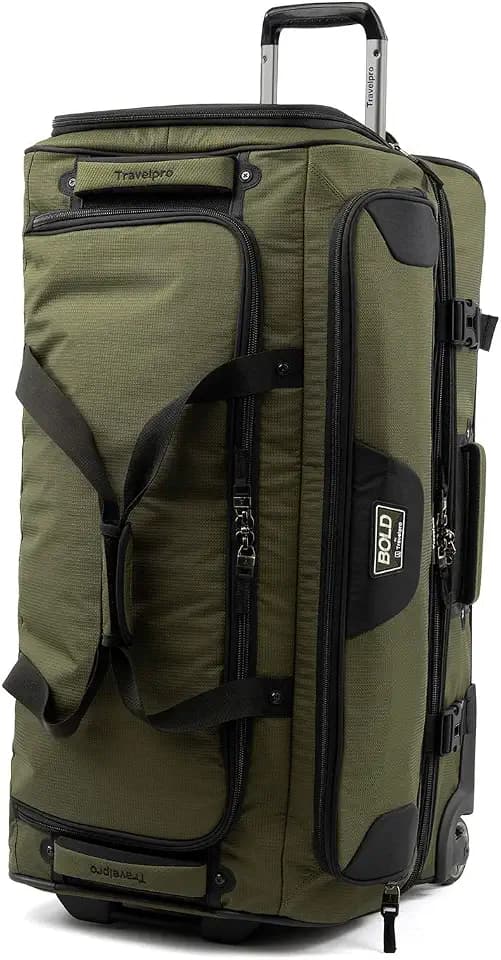 Travelpro Bold Drop-Bottom Wheeled Duffel Bag, Olive/Black, 30-Inch