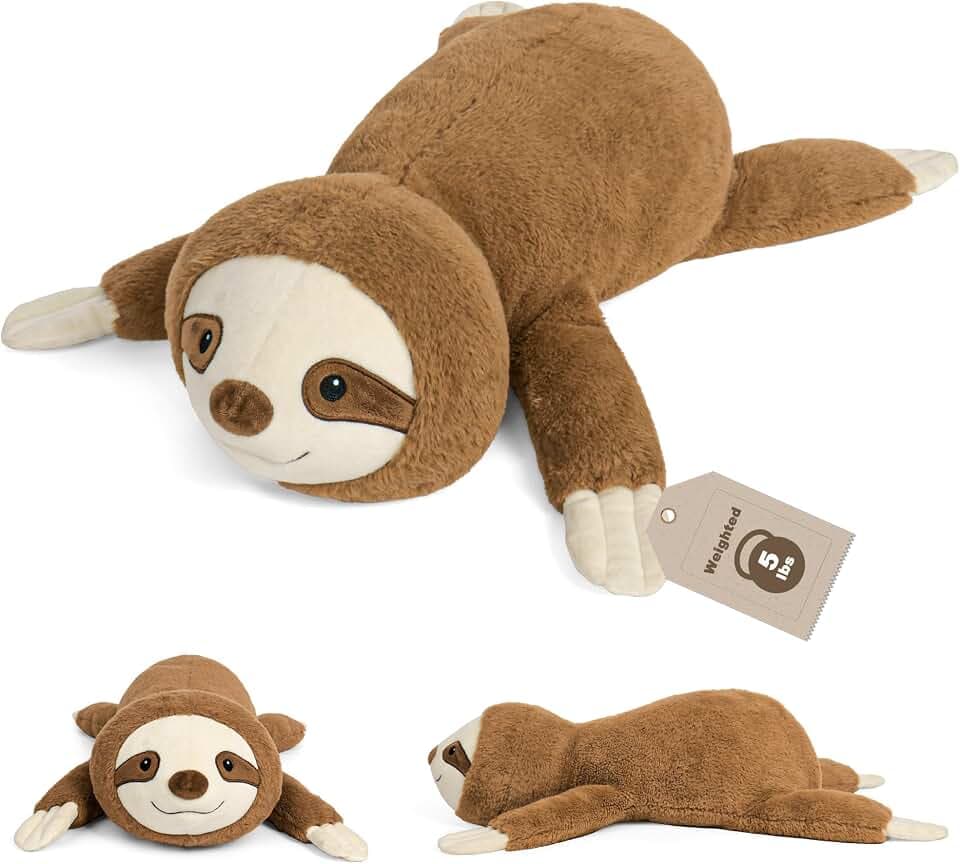 JellyMallow 24in 5lbs Sloth Weighted Stuffed Animals, Weighted Sloth Plush