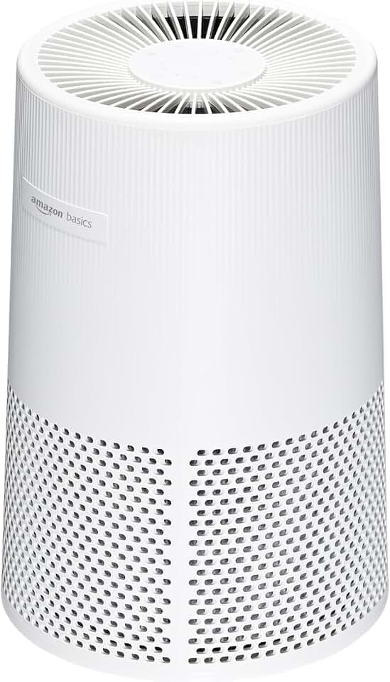 Amazon Basics Air Purifier for Home and Office, 3 Speeds, Timer, Sleep Mode (32db), Covers Up to 1067 Sq ft, White