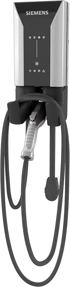 Siemens 8EM13124CF180FA3 VersiCharge AC Series 40A 208/240V Smart Connected EV Charger Indoor/Outdoor with 20 ft. Cable NEMA 6-50 Plug, Silver/Black