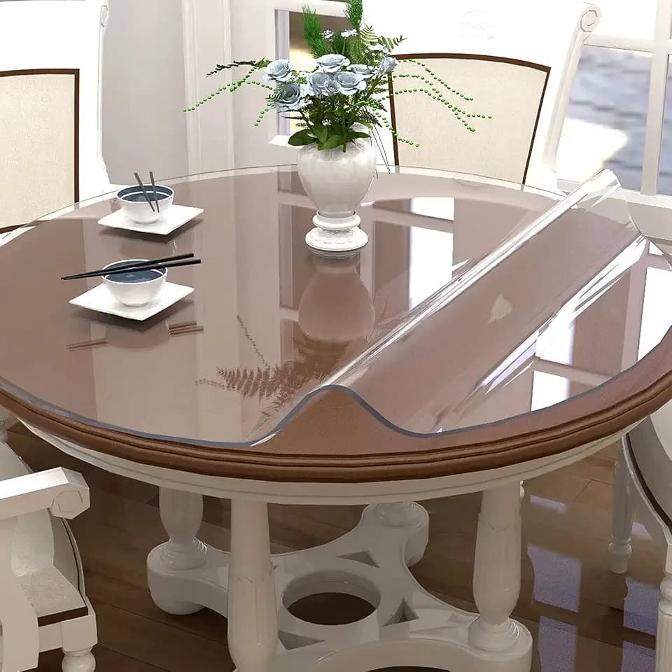 NECAUX Clear Round PVC Table Cover Protector 16 Inch 2mm Thick