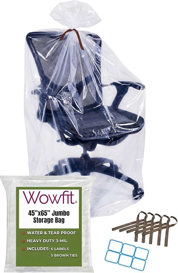 Wowfit Giant Large Plastic Bags for Furniture, Chairs, 45x65, 5 CT, 3 Mil