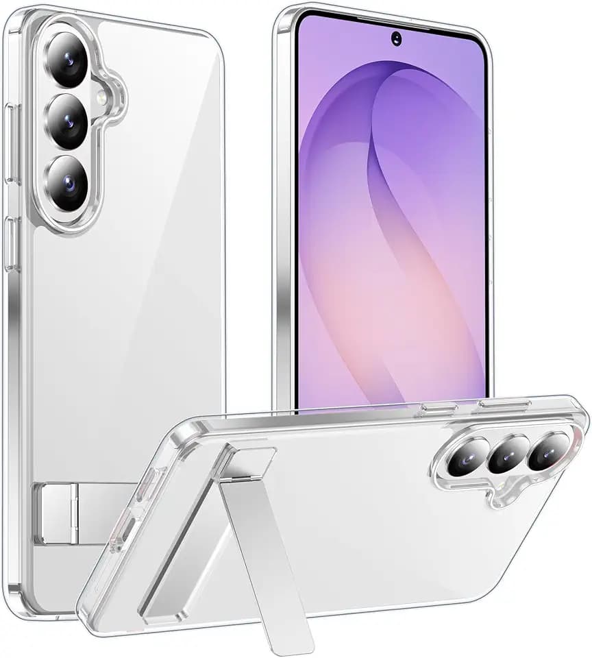 Temdan Designed for Samsung Galaxy S26 Case Clear, Built-in Invisible Kickstand [Military Grade Drop Protection] Anti-Yellowing Slim Fit Shockproof Cover for Galaxy S26 5G 6.3 Inch-Crystal Clear(2026)