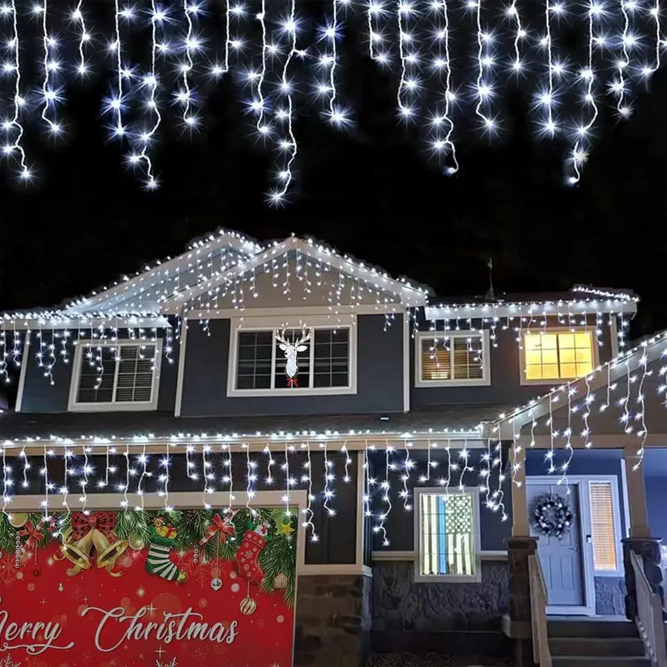YEGUO 66ft 800 LED Icicle Lights Outdoor Waterproof, 160 Drops Icicle Christmas Light Connectable, 8 Modes White Icicle Xmas Lights with Timer Memory