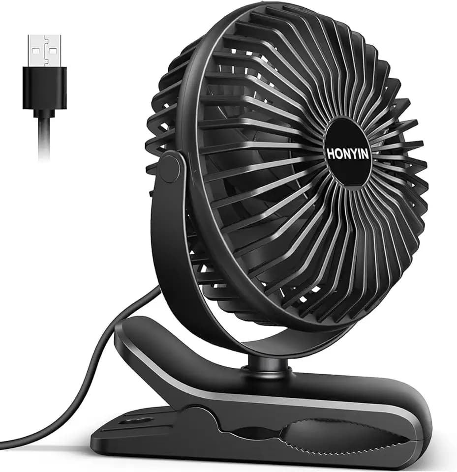 HONYIN Mini Ventilator mit Clip, 720 Grad Drehung Kleiner USB Ventilator