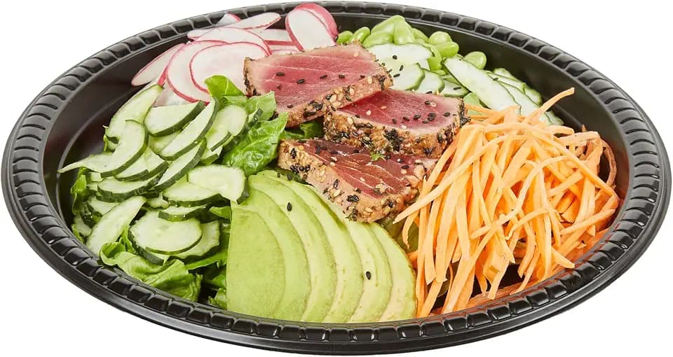 Restaurantware-Chef 101 10.4 Inch Microwavable Food Plates, 100 Round Plastic Plates - Disposable, Heavy-Duty, Black Plastic Dinner Plates, Serve Hot And Cold Foods, For Restaurants And Cafes