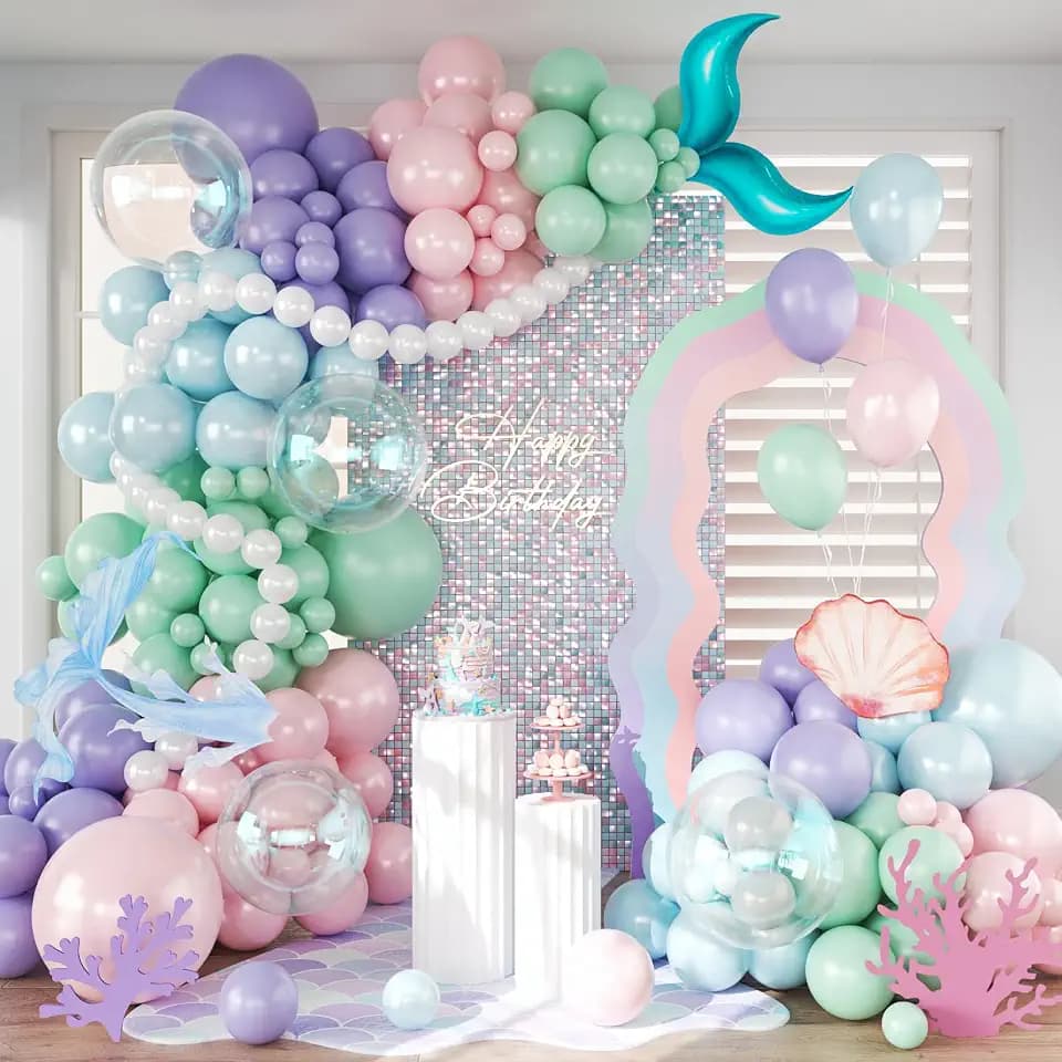 CROSSFINGERS Mermaid Balloon Garland Arch Kit Mermaid Birthday Decorations