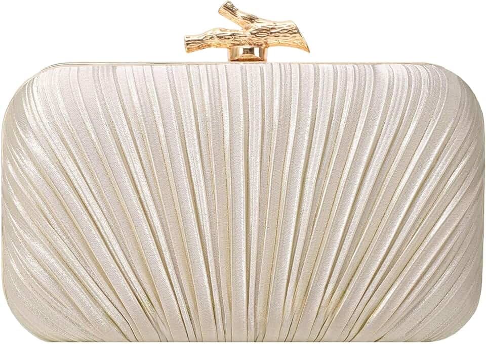 MR Clutch Purses for Women Pleated Evening Clutch Wedding Purse with Chain