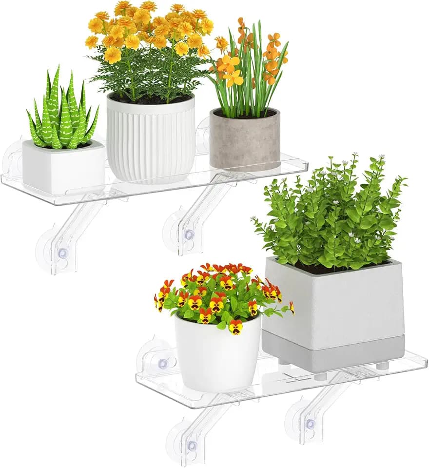 Lifewit 6" Extra Wide & Strong Window Plant Shelves with Suction Cup 2 Pack