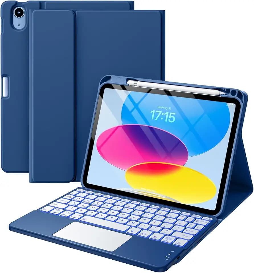 Harvopu for iPad A16 11th/10th Generation Case with Keyboard, Folio Cover