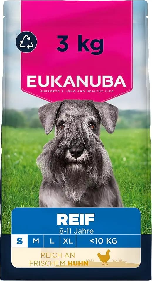 Eukanuba Hundefutter mit frischem Huhn für reife kleine Rassen, 3 kg