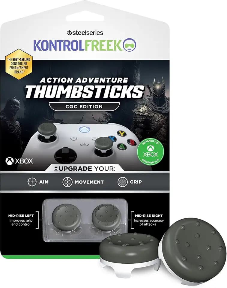 KontrolFreek CQC Classic für Xbox One und Xbox Series X Controller, leistungsstarke Thumbsticks, 2 mittelhohe konkav, Grau/Weiß