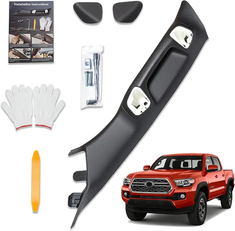 Driver Side A-Pillar Grab Handle for 2016-2023 Toyota Tacoma 3rd Gen, Tacoma A-Pillar Grab Handle, OEM-Style Texture, Zero-Creak Silent Fit, No-Drill Easy Installation, Black