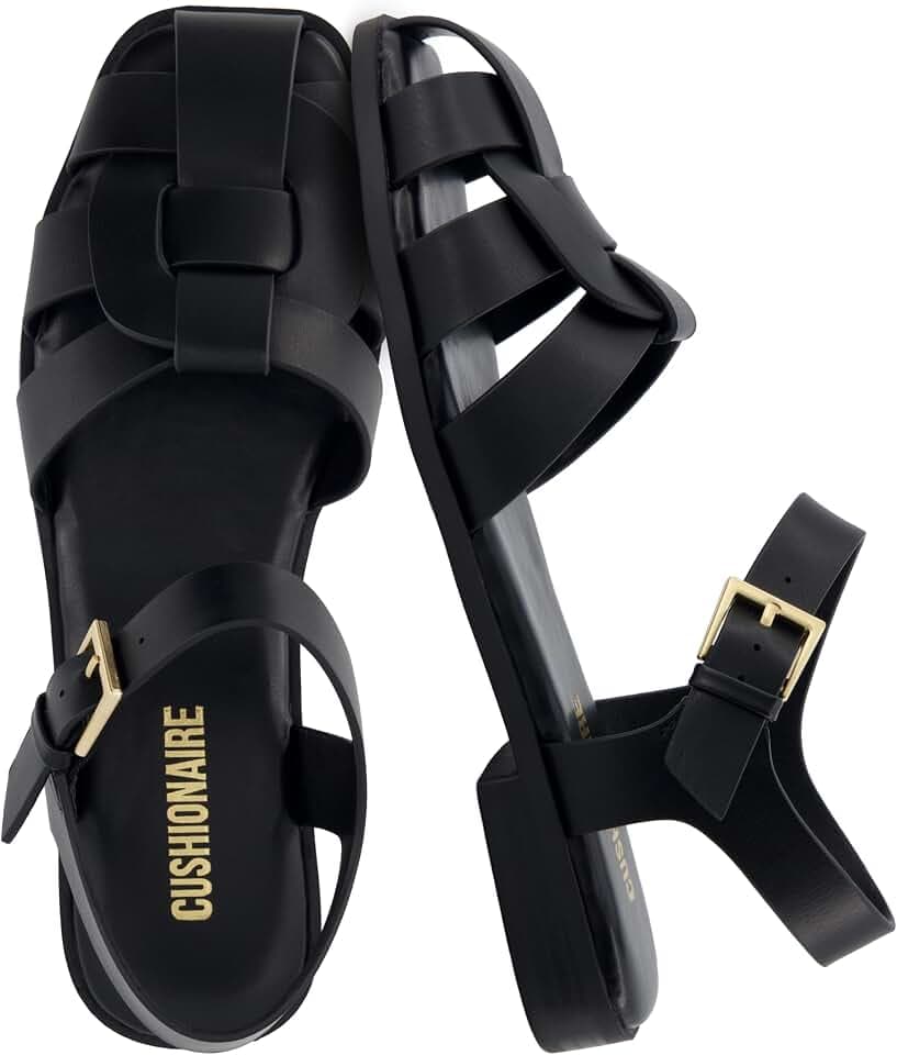 CUSHIONAIRE Benny Closed Toe Fisherman Womens Sandals - Flat Dressy Comfortable Sandals for Women with Adjustbale Ankle Strap