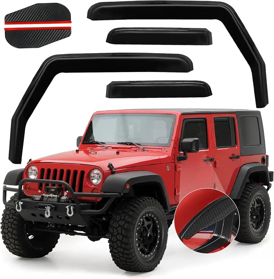 in Channel Rain Guards Fit for 2007-2018 Jeep Wrangler JK Unlimited 4-Door