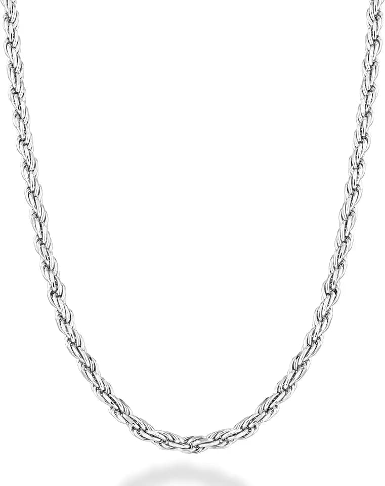 Miabella Italian 925 Sterling Silver 2mm 3mm Rope Chain Necklace Men Women