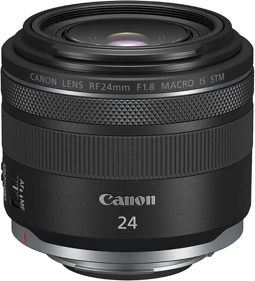 Canon Objektiv RF 24mm Festbrennweite F1.8 Macro is STM (5 Stufen Bildstabilisator, Autofokusantrieb, SuperSpectra, Weitwinkel, STM Motor, kompatibel mit In-Body is mit bis zu 6,5 Stufen) schwarz