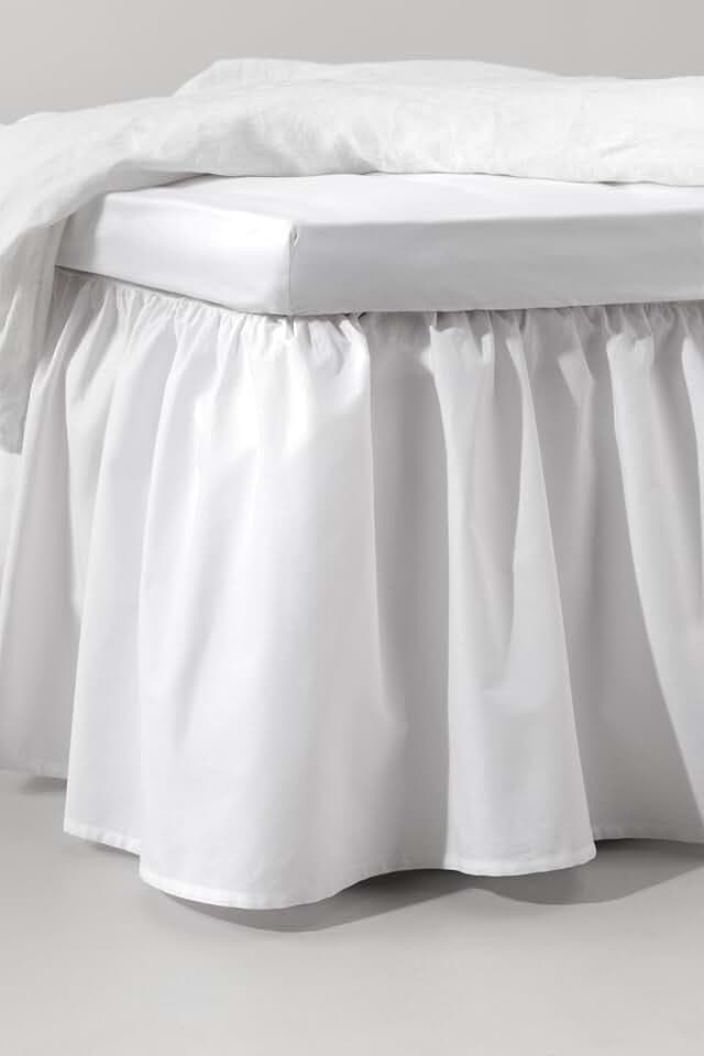 Jotex Zack Volant Betthusse - 100% hochwertige Bio-Baumwolle Bettrock, Höhe 45 cm - Weiß, 160 x 200 cm