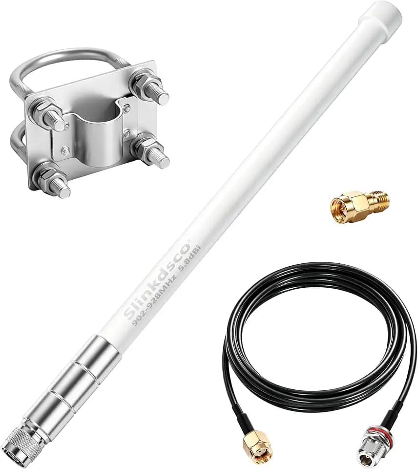 Waterproof 5.8dBi Meshtastic Lora 915MHz Fiberglass Antenna with 20Ft Extension Cable for Heltec V3 V4 Meshtastic LORA32 RAK Module Board & Sensecap Solar Node, Slinkdsco